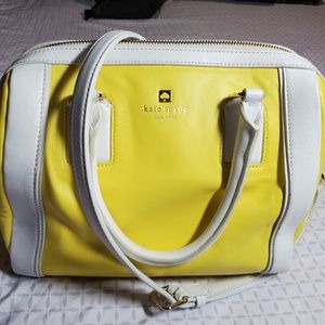 Kate Spade yellow and white leather bag